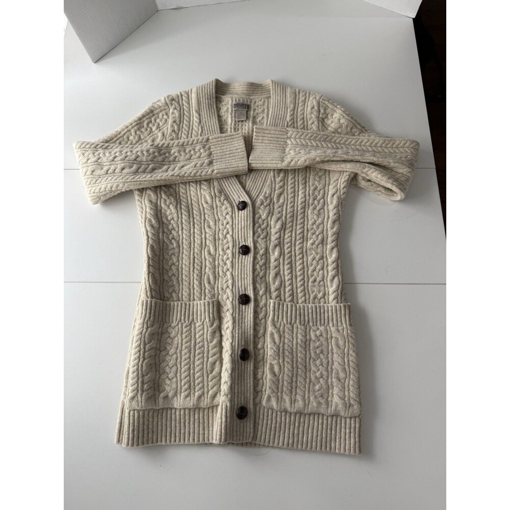 Duluth Trading Wool Cashmere Blend Fisherman Cable Knit Cardigan Sweater S - Picture 2 of 14